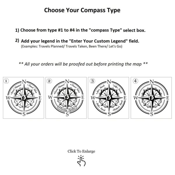 black and white world map compass personalization