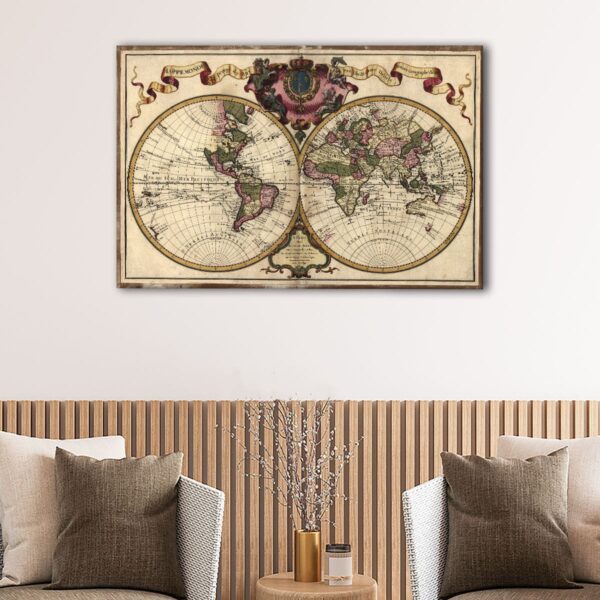 1 panels 1720 old world map canvas art