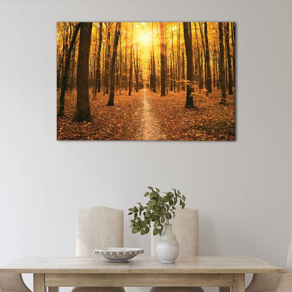 1 panels autumn forest sunset canvas art