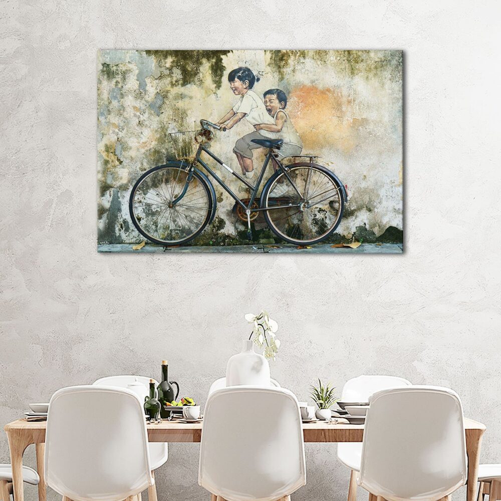 1 panels bicycle graffiti canvas art