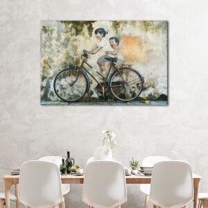 banksy bicycle graffiti floating frame canvas