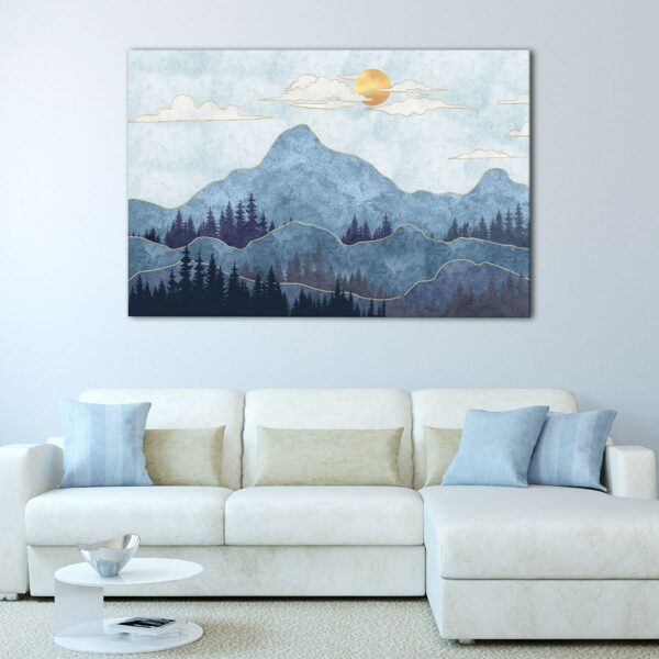 tableau blue boho mountain