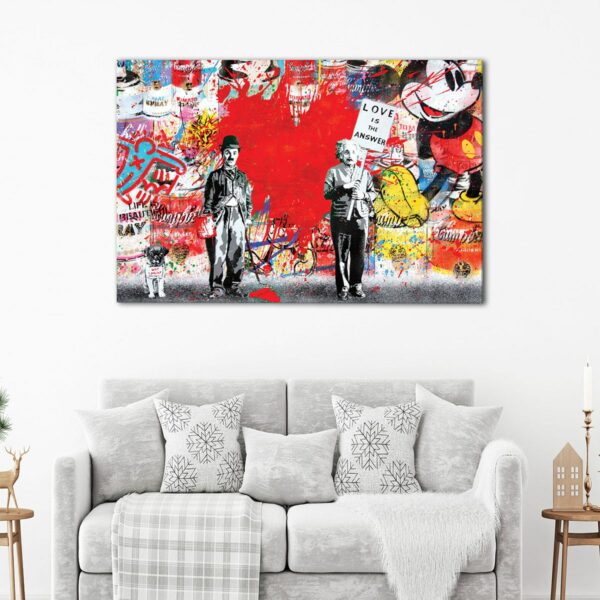 1 panels chaplin vs einshtein canvas art