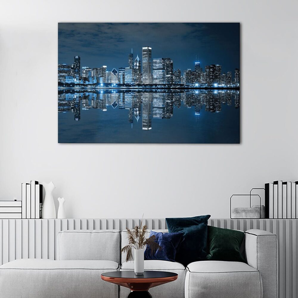 tableau skyline de chicago la nuit