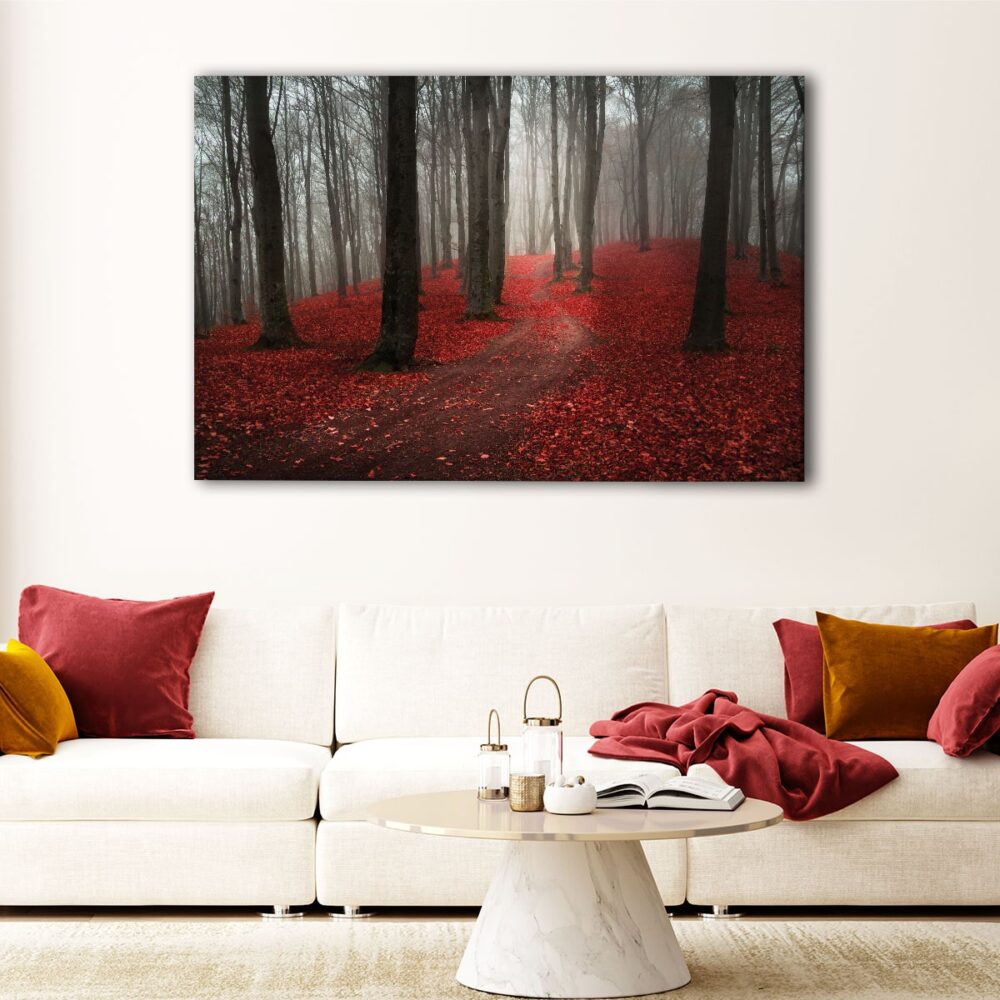 1 panels foggy autumn forest canvas art