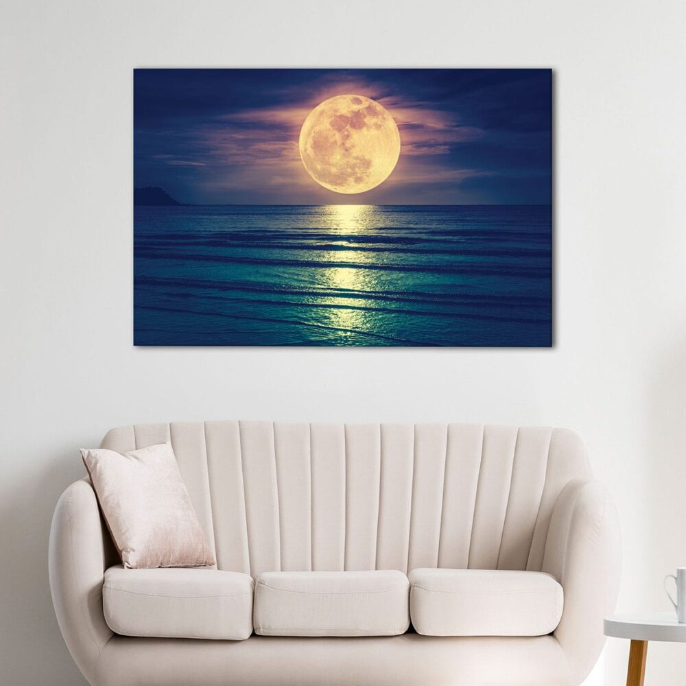 1 panels full moon on water canvas art