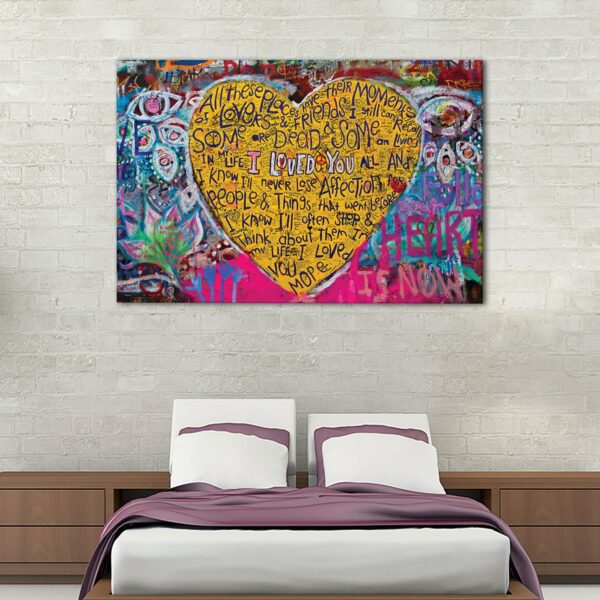 1 panels graffiti heart canvas art