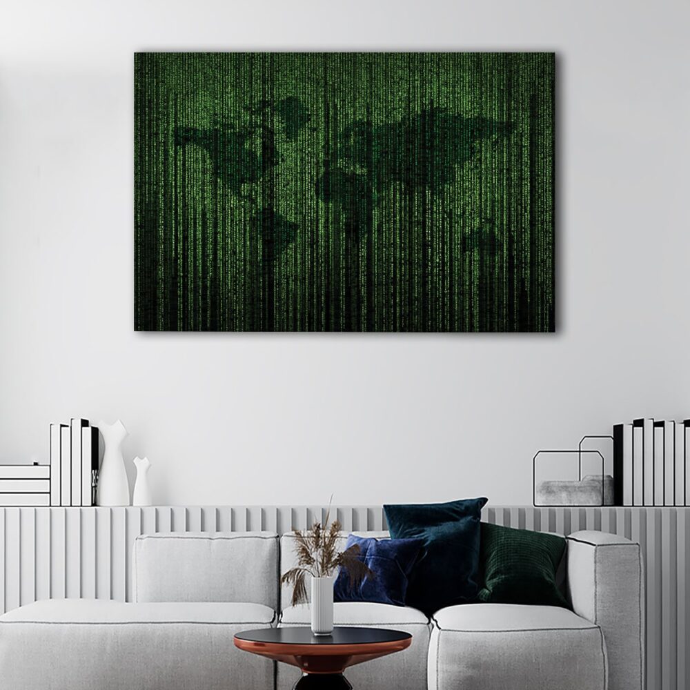 1 panels matrix world map canvas art