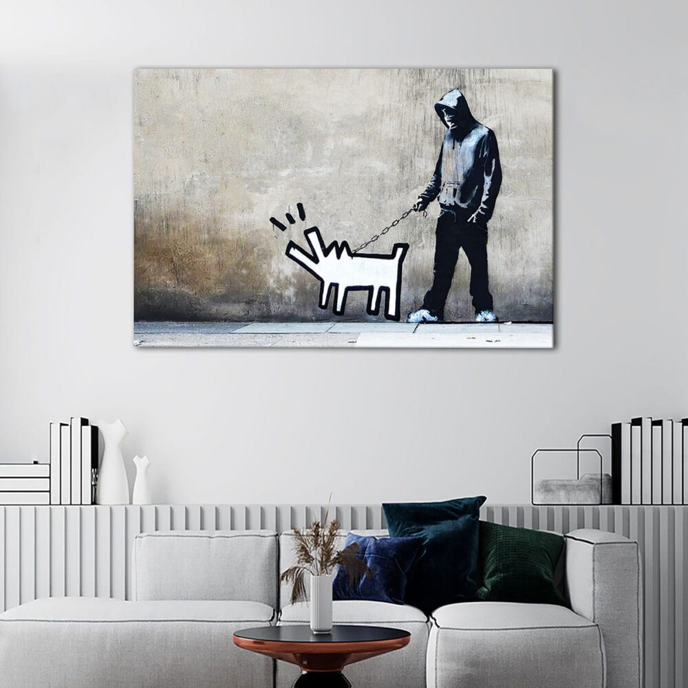 1 panels men with dog canvas art