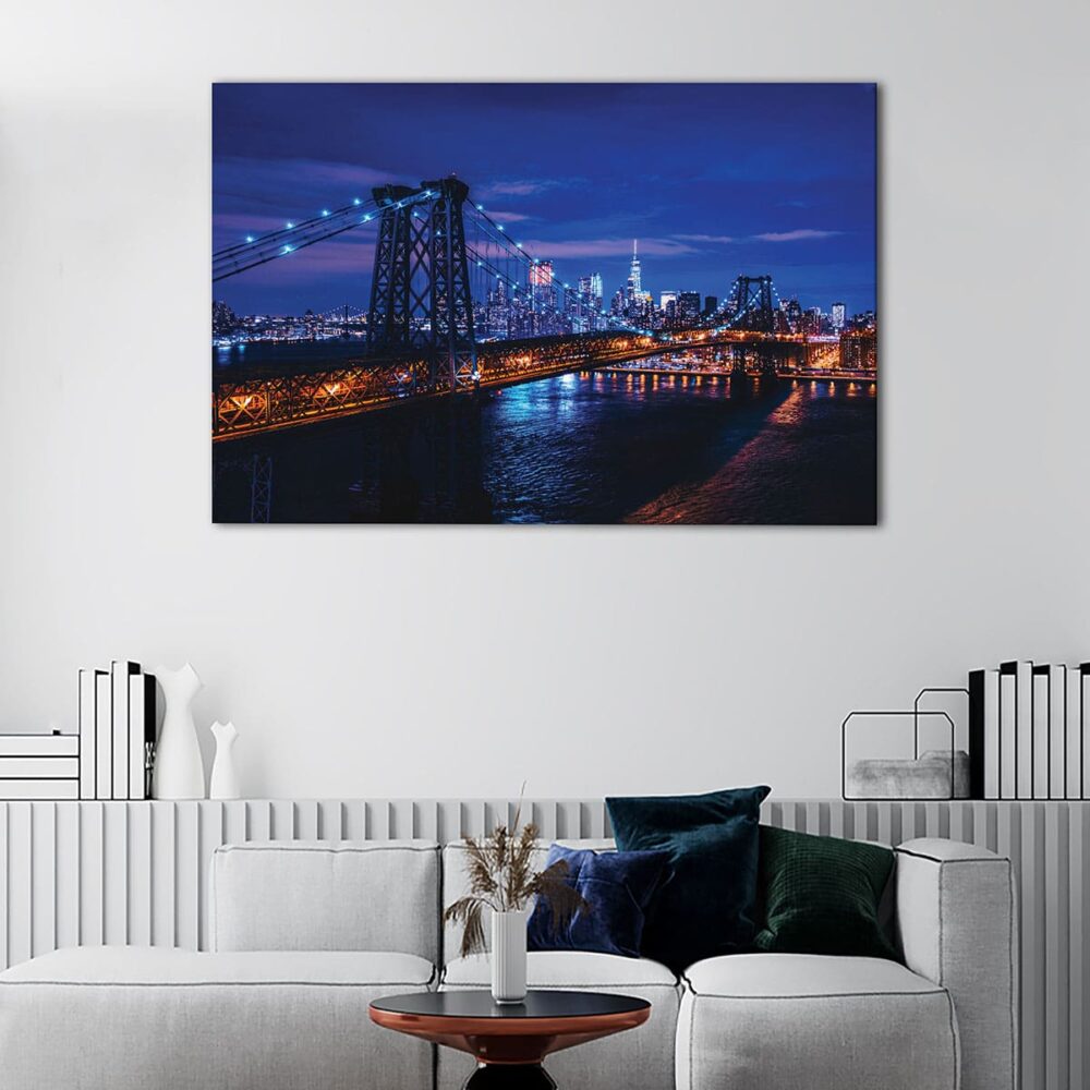 1 panels new york bridge at night canvas art