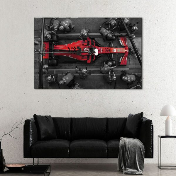 1 panels red Formula 1 pit stop canvas art