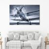 1 panels red old biplane canvas art