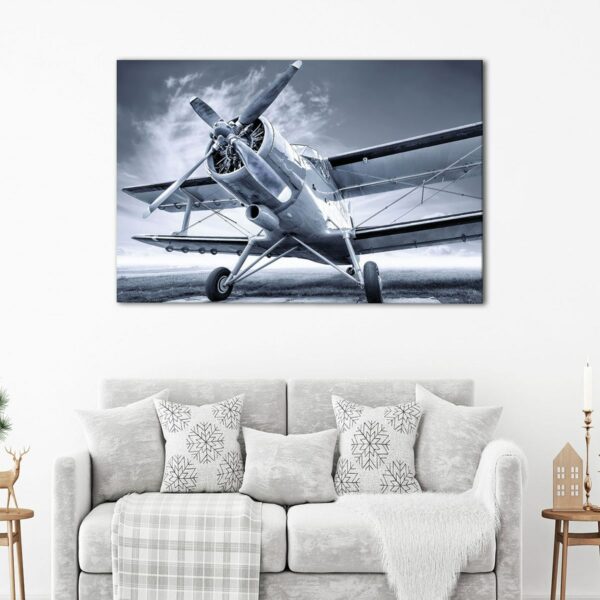 1 panels red old biplane canvas art