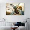 1 panels red old propeller canvas art