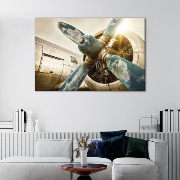 1 panels red old propeller canvas art