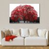 tableau arbre rouge romantique