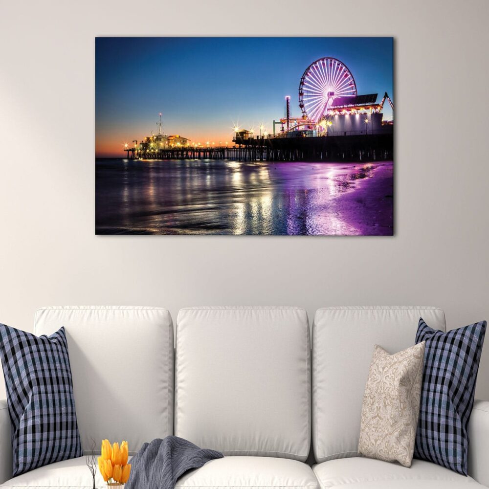 1 panels santa monica night skyline canvas art