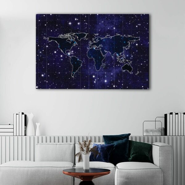 1 panels stars world map canvas art