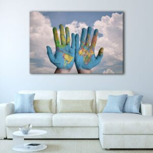 1 panels world in hands canvas art