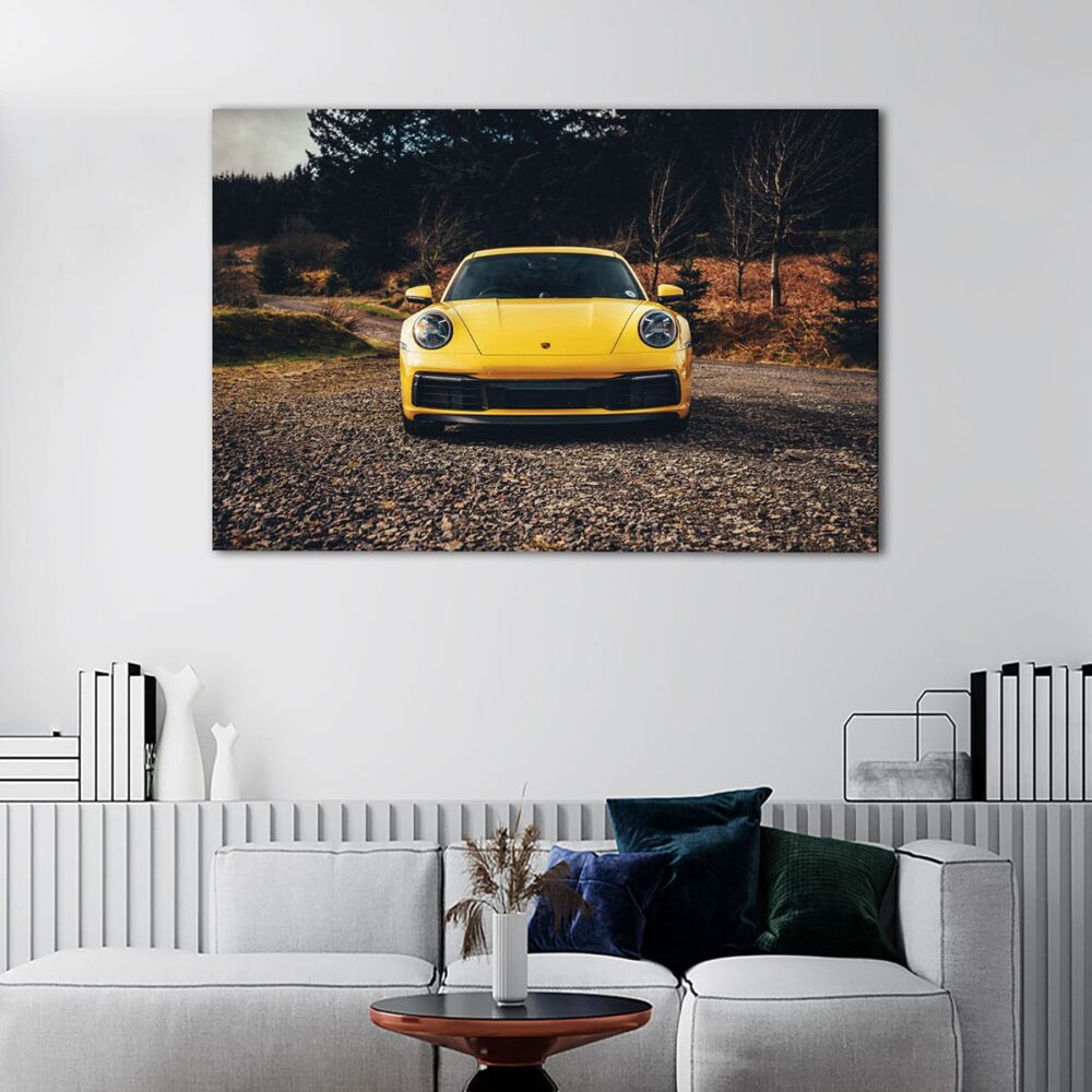 1 panels yellow porshe 911 canvas art