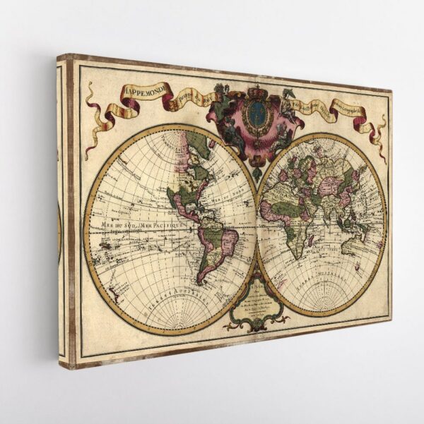 1720 old world map stretched canvas