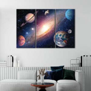 3 panels Amazing Planets & stars canvas art