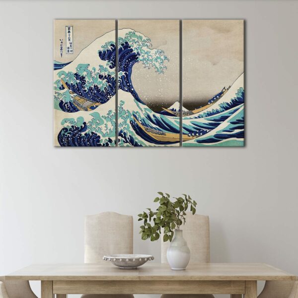3 panels Great Wave Off Kanagawa canvas art