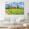 3 panels alpes mountain house canvas art