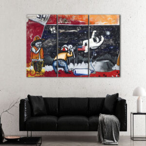 3 panels astronaut graffit canvas art