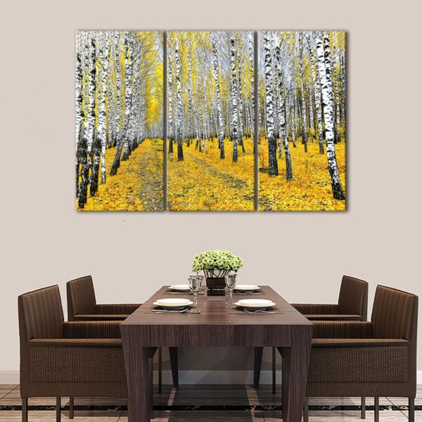 3 panels autumn birch trees canvas art