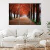 3 panels autumn forest road canvas art