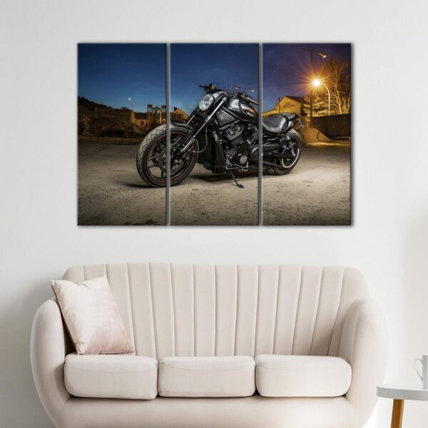 3 panels black motorcycle canvas art