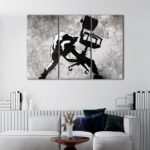 3 panels chair smash canvas art