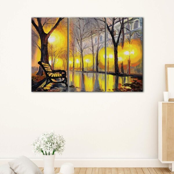 3 panels city tree painting canvas art