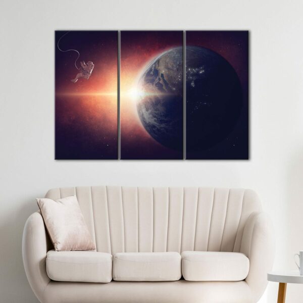 3 panels earth from space canvas art