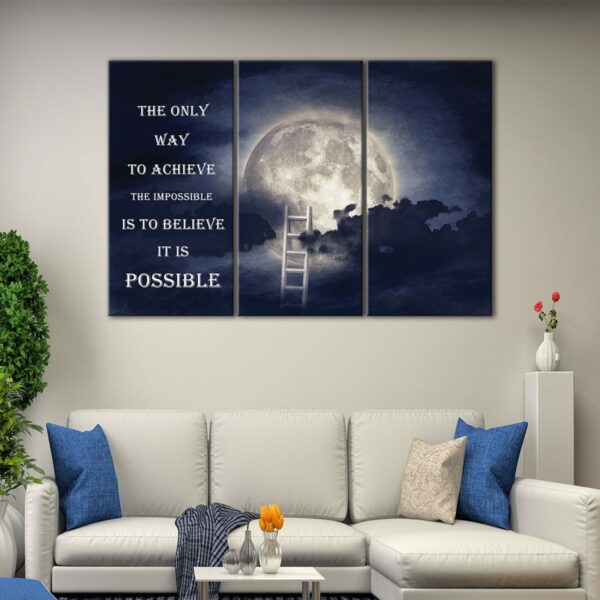 3 panels ladder to the moon canvas art