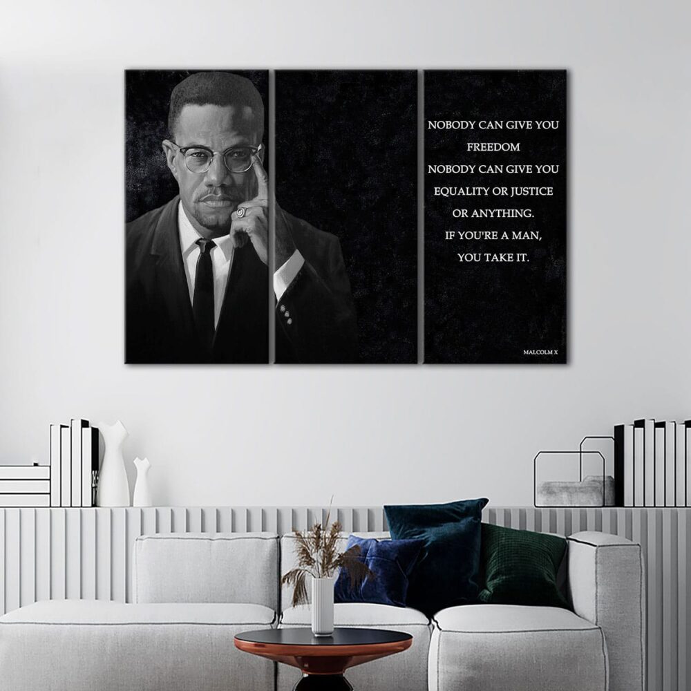 3 panels malcom x quote canvas art