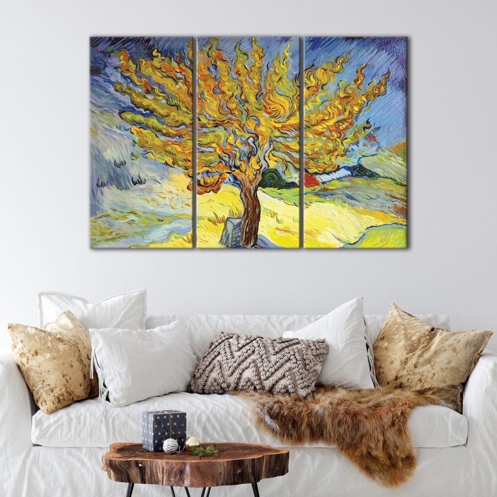 3 panels mulberry tree revisited van gogh canvas art