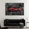 3 panels red Formula 1 pit stop canvas art