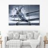 3 panels red old biplane canvas art