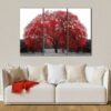 tableau tryptique arbre rouge romantique