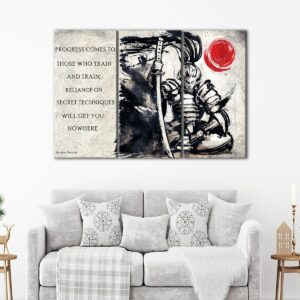 3 panels samurai fighter motivation canvas art