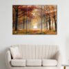 3 panels sun shining through forest canvas art