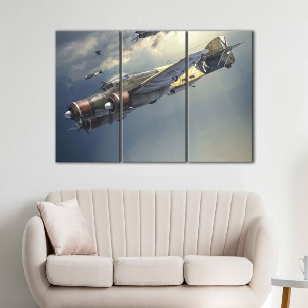 3 panels vintage airplane canvas art