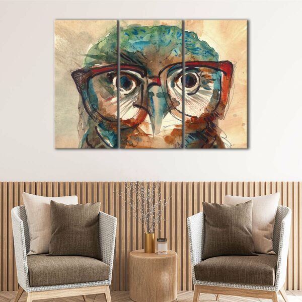 3 panels wise owl canvas art