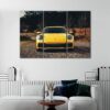 3 panels yellow porshe 911 canvas art