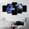 5 panels astraunot in space canvas art