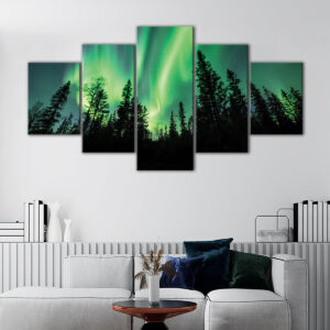 5 panels aurora borealis canvas art
