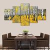 5 panels autumn birch trees canvas art