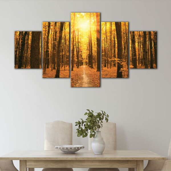 5 panels autumn forest sunset canvas art